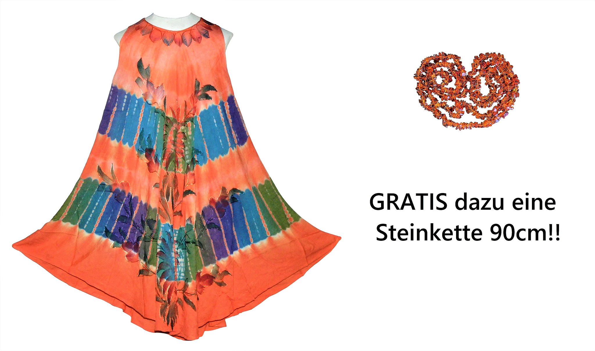 Bild von Sommerkleid orange Hauskleid Blumenmotiv