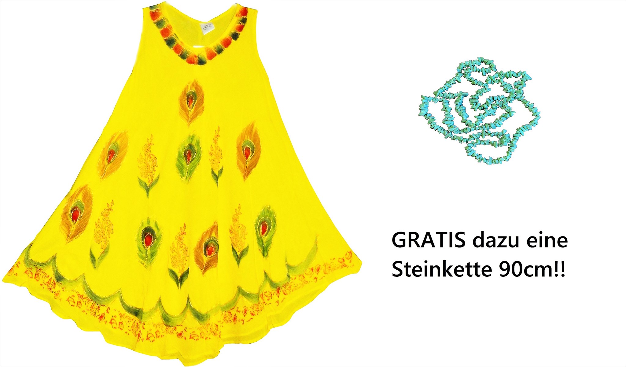 Bild von Sommerkleid gelb Hauskleid Blumenmotiv