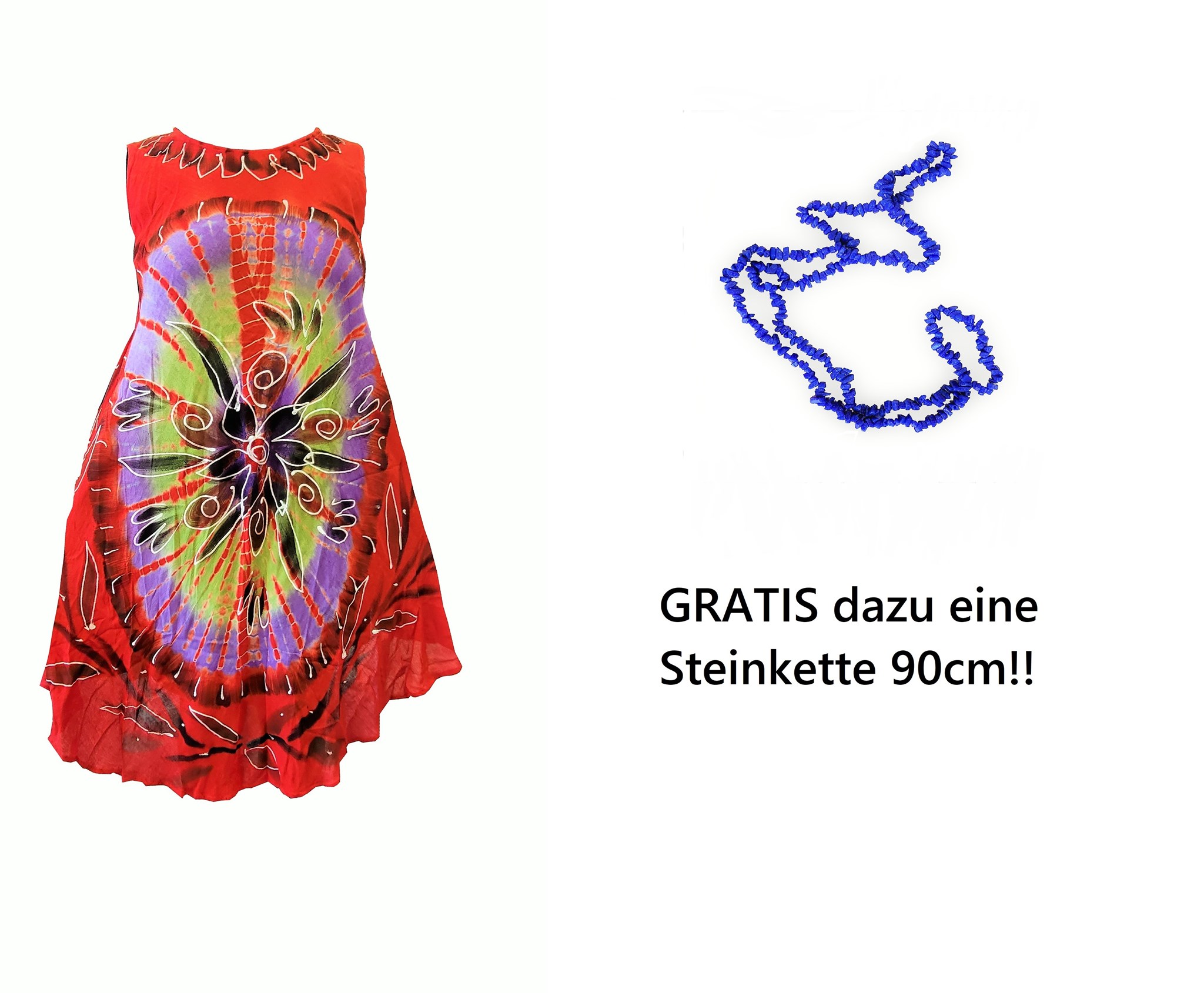 Bild von Sommerkleid rot Hauskleid Blumenmotiv