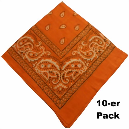 Bild von Bandana hellorange 10er Pack schwarz-weißes Paisley-Muster 