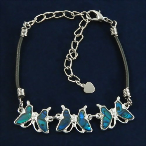 Bild von Lederarmband Schmetterlinge Trio
