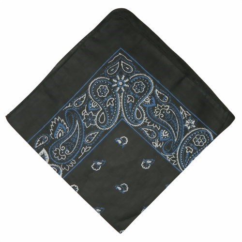 Bild von Bandana in cotone nero Paisley bianco blu
