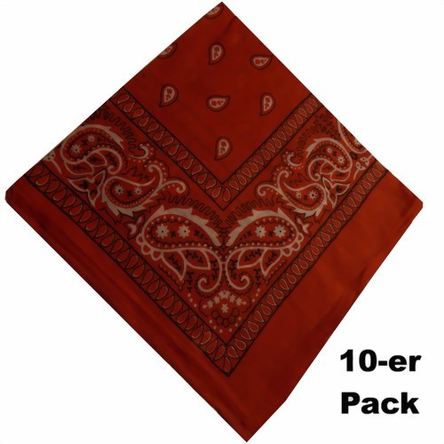 Bild von Set 10 bandana in cotone rosso Paisley bianco
