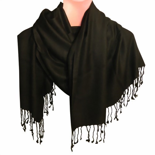 Bild von Sciarpa tipo Pashmina nero frange
