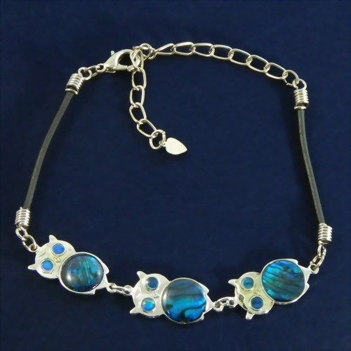 Bild von Lederarmband Eulen Trio
