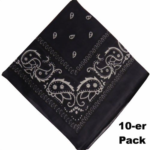 Bild von Bandana schwarz 10er Pack weißes Paisley-Muster 